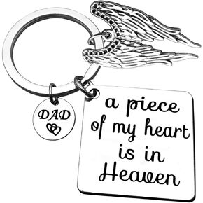 Memorial Jewelry Gift Dad Memorial Keychain A Piece of My Heart is in Heaven Key Chain Loss of Dad Gift Sympathy Jewelry Loss Memorial Keychain Remembrance Gift