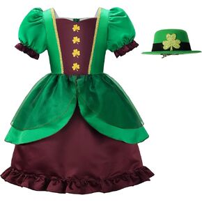 زي ReliBeauty Leprechaun التنكري للفتيات في يوم القديس باتريك باللون الأخضر