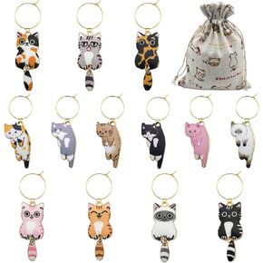 Wine Glass Charms Christmas 8 PCS, Metal Wine Charms for Stem Glasses, Glass Identifiers Tags Markers for Drinks, Wine Tasting Party Gifts Holiday Decorations (Christmas)