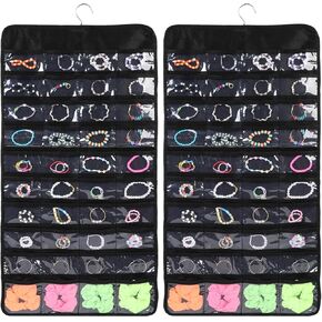 منظم حامل القرط من سيمارو، منظم مجوهرات معلق 80 جيبًا للنساء، منظم خزانة معلق لتخزين أقراط المجوهرات والقلادة والسوار والخاتم in Kuwait