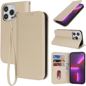Jaorty for iPhone 13 Pro Max Phone Case with Card Holder for Women Men,Phone Case Wallet for iPhone 12 Pro Max with RFID Blocking,Wrist Strap PU Leather Zipper Credit Card Slots Flip Cover,Brown