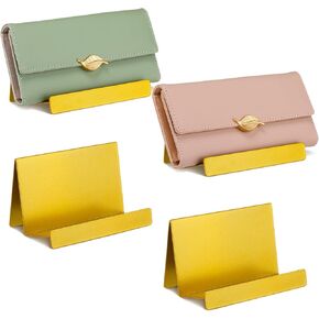 4 Pcs Purse Display Stand Gold Wallet Display Stand Metal Jewelry Purse Stand Metal Wallet Display Stand Gold Organizer for Bag Phone Cards Cosmetic Store Business