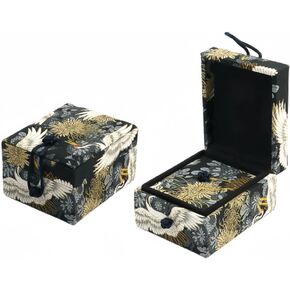 Vintage brocade tray buckle Chinese jewelry box Bracelet box Pendant necklace Gift box High-end packaging box (Crane, Bracele box)