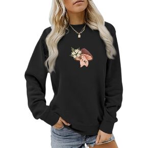 Cute Mushroom Graphic Sweatshirt for Women Teen Girls Kawaii Cartoon Aesthetic Hoodie Crewneck Fall Cottagecore Tops