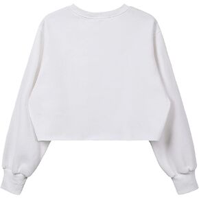 Women's Cropped Fleece Sweatshirt Crewneck Long Sleeve Casual Pullover Crop Tops
