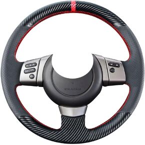 DIY Stitching Carbon Fiber Steering Wheel Cover for Toyota FJ Cruiser 2007 2008 2009 2010 2011 2012 2013 2014 Black 15 inches Leather Interior Accessories