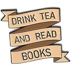 Drink Tea and Read Books Hard Enamel Pin Badge Cute Nerd Gift Book Lovers