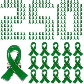 250 Pcs Mental Health Awareness Pin Items Green Ribbon Pins Liver Cancer Cerebral Palsy Organ Donation Awareness Products