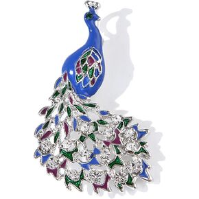 Colorful Crystal Rhinestone Peacock Brooch,Handmade Enamel Lapel Brooch Pins Cute Peacock Bird Animal Brooch Retro Premium Badge Costume Hat Decoration Accessories for Women Girls