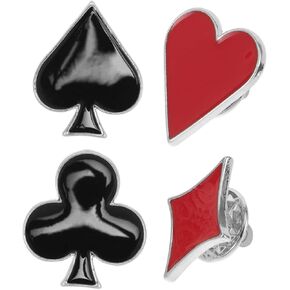 CALLARON 4pcs Poker Playing Cards Brooch Pin Red Heart Square Shirt Studs Suits Enamel Lapel Pin Poker Jewelry for Backpack Hat Jacket Decor, 2.00X1.80X0.50CM, PMSKU9U11G11R45YLCMR8EMD7