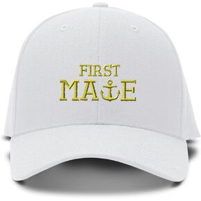 Gold Letters First Mate Embroidered Kid Children Size Adjustable Cap Hat White