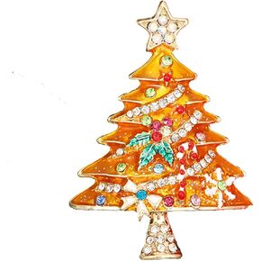 Christmas Tree Brooch Pins for Women Rhinestone Star Bow Snowflake Bell Pin Holiday Christmas Enamel Pin Christmas Tree Xmas Gifts Jewelry