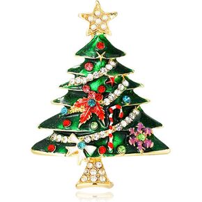 Christmas Tree Brooch Pins for Women Rhinestone Star Bow Snowflake Bell Pin Holiday Christmas Enamel Pin Christmas Tree Xmas Gifts Jewelry