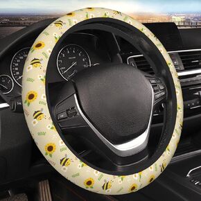 Car Steering Wheel Cover,Bee Universal Non Slip Wheel Protector 15 Inch Elastic Car Accessories for Men Women