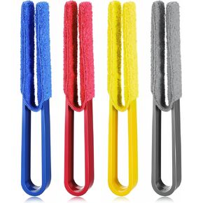 Blinds Duster, 4 Pcs Window Blind Duster Cleaner Brush with 4 Microfiber Sleeves Removable and Washable Dual Brush Head Blinds Cleaning Tools for Window Blinds, Air Conditioner Vents, Car Vents