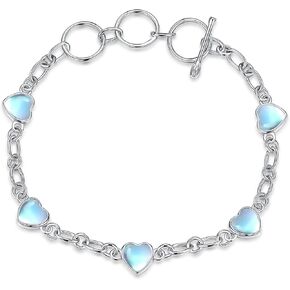 YFN Heart Moonstone Bracelet 925 Sterling Silver Heart Love Moonstone Bracelet Moonstone Jewelry for Women
