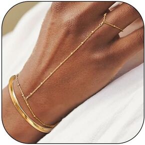 Hand Chain Silver Bangle Gold Bangle Bracelet Silver Bangles Bracelets for Women Cuff Bracelets Ring Bracelet Hand Chain Gold Silver Hand Chain Bracelet