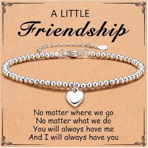 Dainty Stainless Steel Bracelets for Women Trendy, Bead Charm Love Bracelets Womens Jewelry Gift