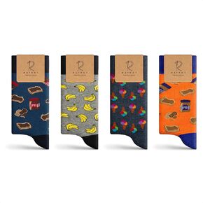 Funky Socks - Premium Socks in Gift box - Ice Cream-Peanut Butter-Banana Socks - Premium Cotton - 4 pairs - Size: US M 7-11.5 / EU 40-44