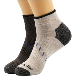 Avalanche Men's Quick Drying Merino Wool Blend Low Cut Socks With Arch Support 2-Pack