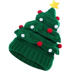 Winter Santa Hat Unisex Christmas Tree Hat Knitted Hat Beanie Hat for Holiday Christmas Women Men Warm