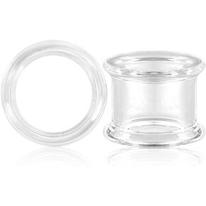 Glass Ear Gauges Plugs and Tunnels- Crystal Clear, Hypoallergenic, Double Flared Saddle Gauges Earrings, Size 6mm-20mm Ear Stretcher Expander Body Jewelry