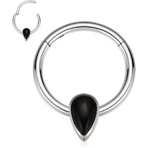 PEAKLINK 16G Septum Jewelry Septum Ring with Agate Daith Earring Surgical Steel Nose Hoop Ring Conch Cartilage Helix Tragus Rook Piercing Jewelry 8 mm 10 mm in Kuwait