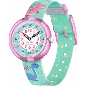 Flik Flak Unisex Kids Casual Green Bio-sourced Quartz Watch Dino Party