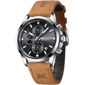 MEGALITH Silver Watch for Men Classic: Stainless Steel Watches for Men with Blue Dial - Luxury Watches for Men