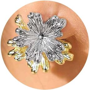 Gold and Silver Flower Earrings for Women Cute Trendy Dainty Flat Back Piercing Earrings Indian Boho Womens Fashion Jewelry