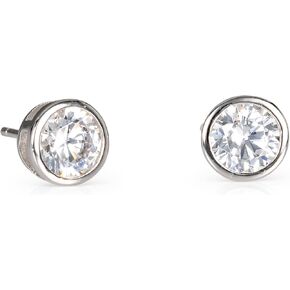namana 925 Sterling Silver Solitaire Stud Earrings for Women with White, Green, Blue, or Red Cubic Zirconia Stones, Simple Single-Stone Studs in 925 Sterling Silver with Colored Stones.