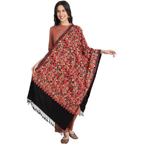 Zamour Kashmiri Embroidery Indian Shawl Stole Scarf Wrap for Wedding Parties Bridesmaid Prom (28 inch x 80 inch)