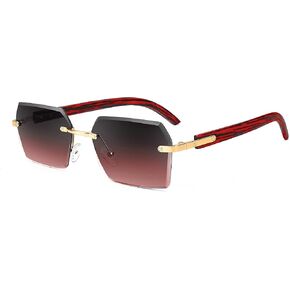FEISEDY Retro Square Rimless Sunglasses for Women Men Fashion Frameless Diamond Cutting Lens Sun Glasses B2346