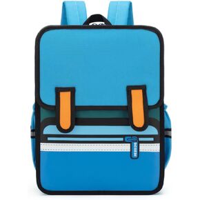 Kid Boys Girls Backpack Waterproof Children Snack Bag Jump Style 3D Primary School Bag Kindergarten Backpack (Yellow)