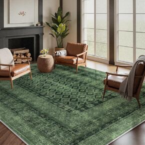 Lahome Vintage 8x10 Area Rugs, Soft Washable Rugs 8x10 Rugs for Living Room, Ultra-Thin Non-Slip Brown Bedroom Rug Stain Resistant Large Accent Rugs for Office Dining Room (8x10ft,Brown)