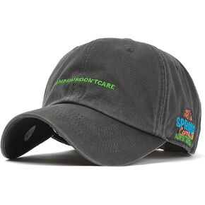 CAMPHAIRDON'T Care Embroidered Cotton 6 Panel Stone Washing Cap Baseball Cap Curved Bill Ballcap dad hat