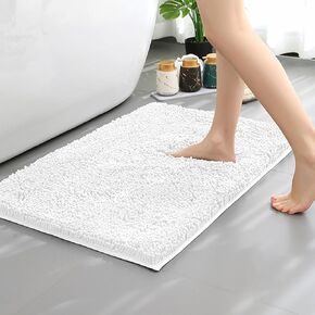 Bathroom Rugs Bath Mat Non-Slip Soft Absorbent Washable Mats with Quick Dry Rubber Backing for Home Decor White 24 * 16inch