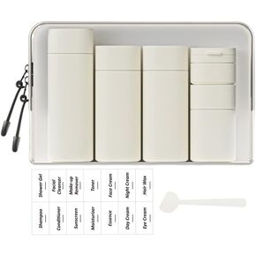5 Pack Brief and Fashion Travel Bottles TSA Approved, BPA Free Travel Size Travel Containers Refillable Squeeze Bottles for Cosmetic Shampoo Cream Conditioner Lotion Soap… (Nordic white)