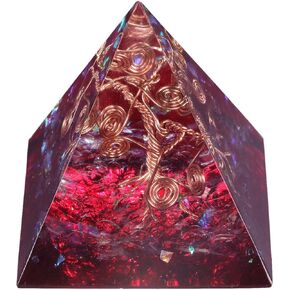 Rockcloud Healing Crystal Copper Wire Orgone Pyramid Stone Figurine Energy Generator for Meditation Reiki Balancing, Navy Blue