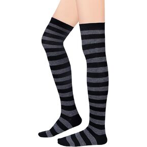 Century Star Thigh High Socks Athletic Striped Stockings for Women Long Tube Stocking Over Knee Plus Size Sports Socks