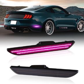 LED Side Marker Lights Rear Bumper Marker Lamp Reflectors for Ford Mustang 2015-2023, Smoked Len(Pink Purple)