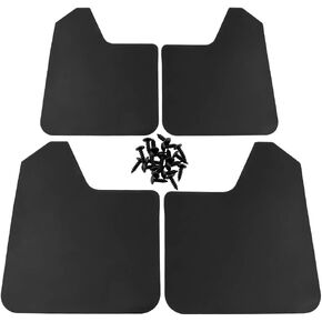 Universal Basic Mud Flaps Set Black Car Mudguard Splash Guards with Accessories for Trucks Cars SUVs Vans