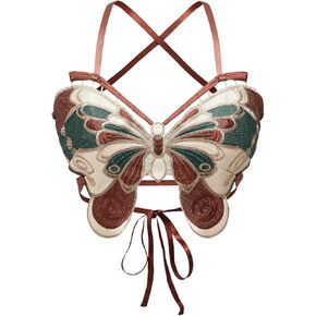 Women's Y2K Butterfly Shape Cami Top Spaghetti Strap Tie Backless Slim Fit Tank Top Camisole Crop Top