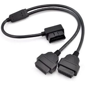 IKKEGOL 1.6ft قدم 50 سنتيمتر obdii obd2 16 دبوس الزاوية اليمنى ذكر إلى أنثى Y الخائن تمديد كابل سيارة التشخيص موسع سلك محول