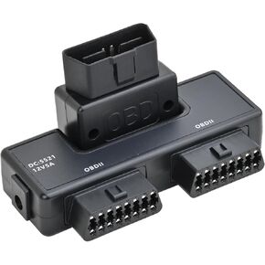 iKKEGOL Pocket OBD2 OBDII Full 16 Pin Male to 2 Female Splitter Converter Adapter 1 to 3 OBD Cable Extension for Diagnostic Tool Extender DC Port Interface Power Supply for All Car Vehicles