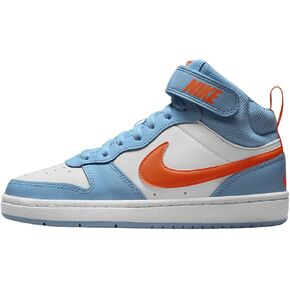 Nike Court Borough Mid 2 Big Kids' Shoes (HF4791-407, Aquarius Blue/White/Total Orange)