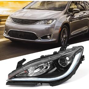 FIONE HID Xenon Model Only Headlight Assembly Compatible with Chrysler Pacifica 2018 2019 2020 Replacement Headlamp Black Right Passenger Side RH 68228948AH CH2519152