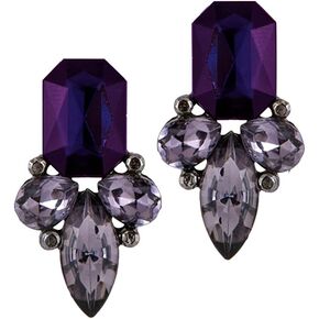 Art Deco Antique Vintage Style Dark Eggplant Purple Amethyst Rhinestone Bridal Bridesmaid Wedding Prom Cluster Earrings