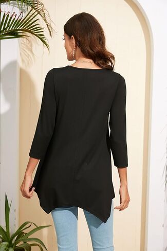 ENMAIN Womens Tunics Tops 3/4 Length Sleeve Plus Size Long Tops to Wear with Leggings Casual Loose Fit Dressy Flowy Blouses in Saudi Arabia