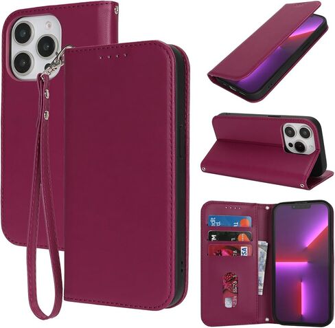 Jaorty for iPhone 13 Pro Max Phone Case with Card Holder for Women Men,Phone Case Wallet for iPhone 12 Pro Max with RFID Blocking,Wrist Strap PU Leather Zipper Credit Card Slots Flip Cover,Brown in Saudi Arabia